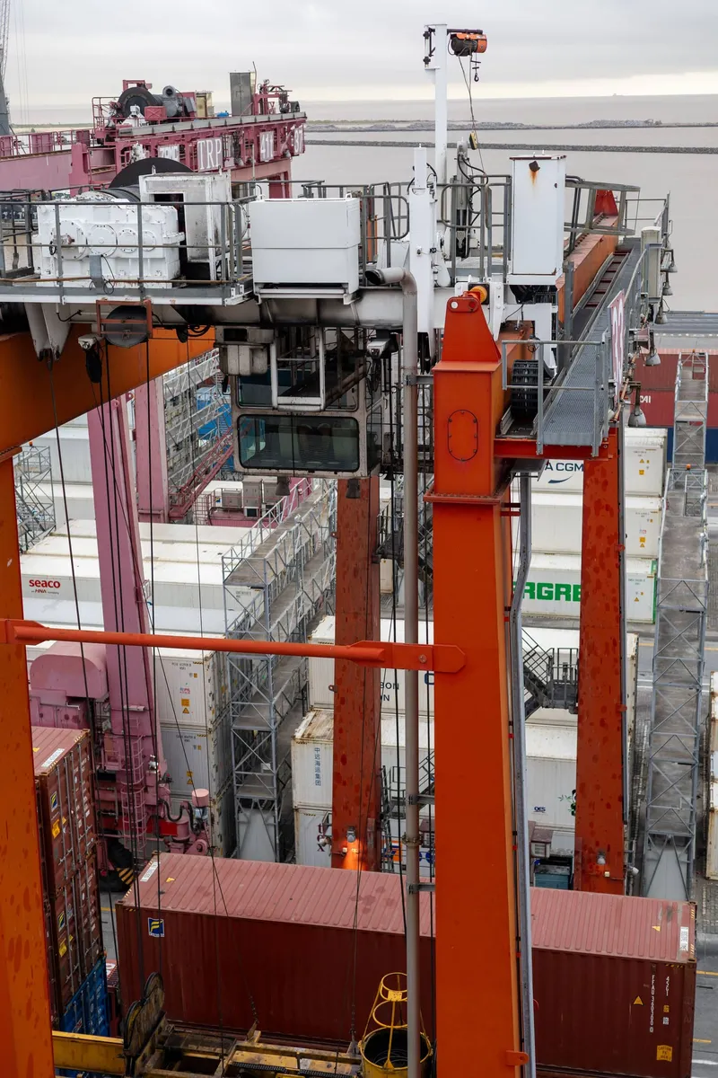 Container yard with gantry cranes